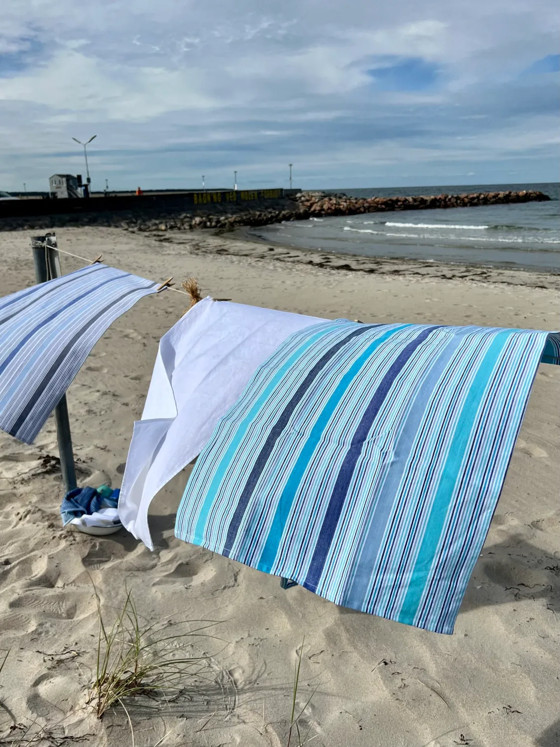 Solwang Design multi aqua blå kjøkkenhåndkle vevet