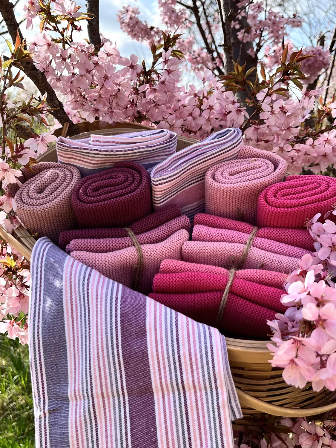 Solwang Design strikket håndkled lys rosa økologisk
