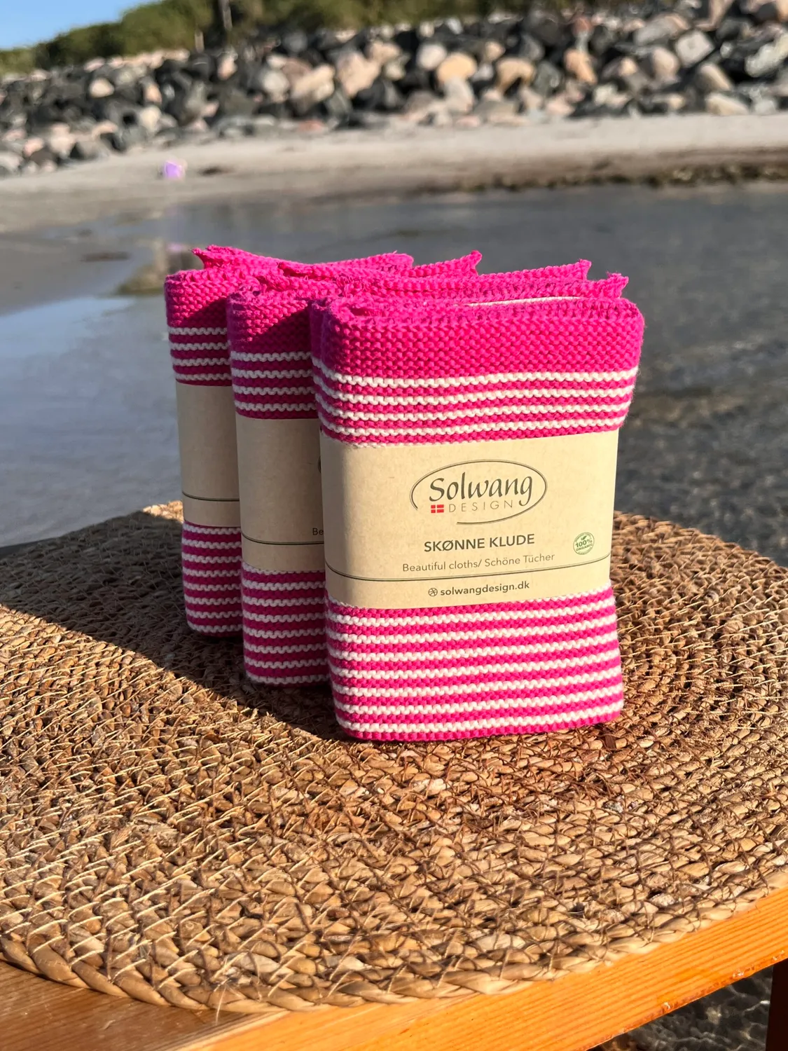 Solwang Design kluter natur rosa stripe 2-pk økologisk
