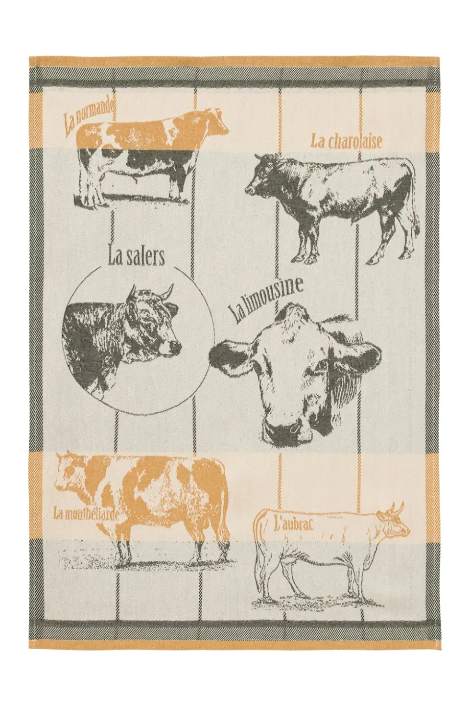 Coucke Cattle Breeds Jacquard kjøkkenhåndkle beige 50x75 cm bomull