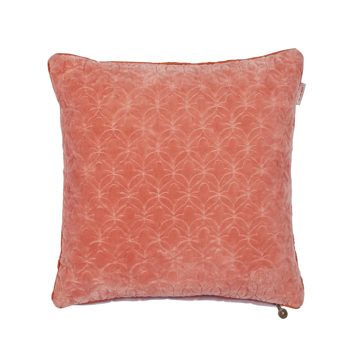 Pip Studio Quilty Dreams pyntepute korallrød 45x45 cm fløyel