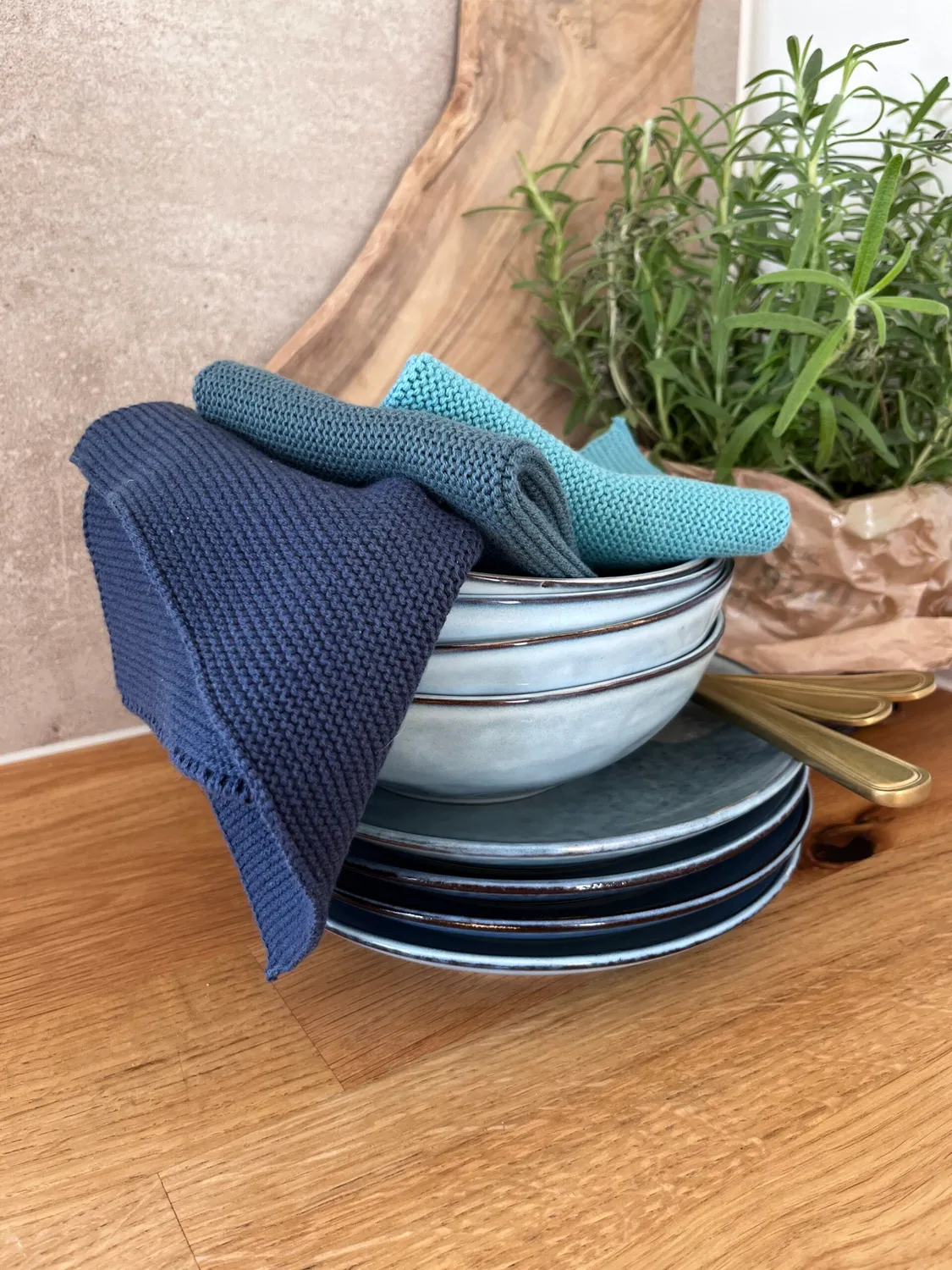 Solwang Design Blue Peacock klut økologisk 3 stk