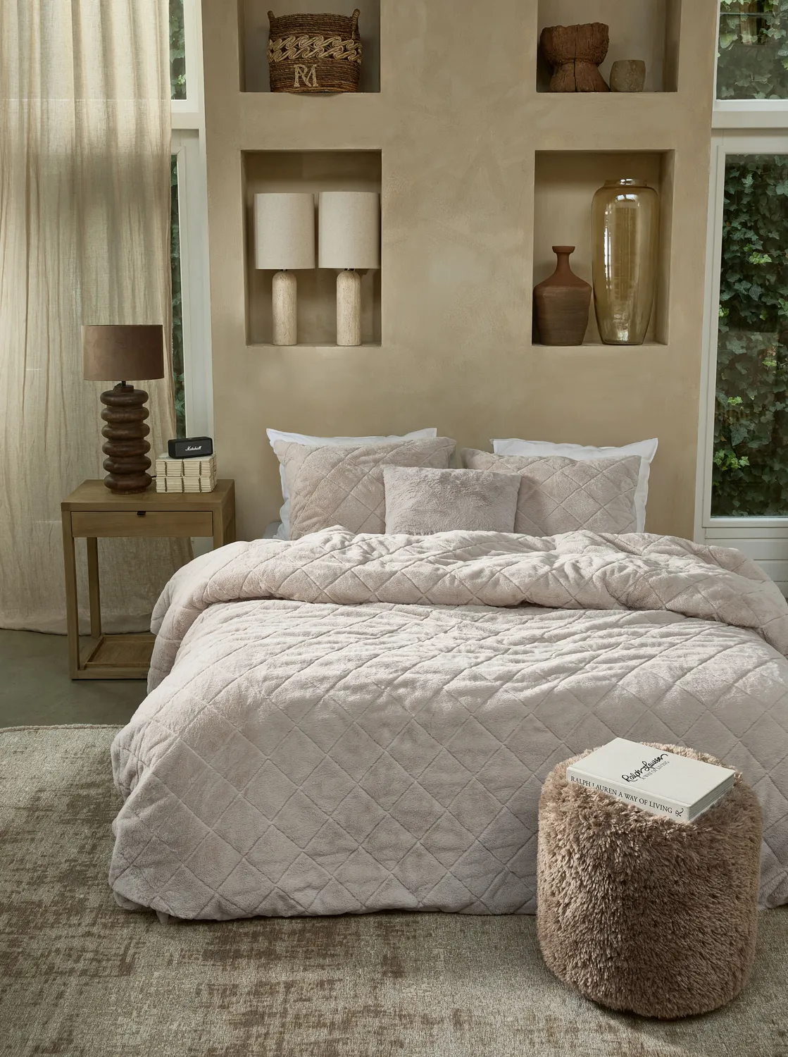 Rivièra Maison Dreamfur dynetrekk 140x200 sand myk plysj
