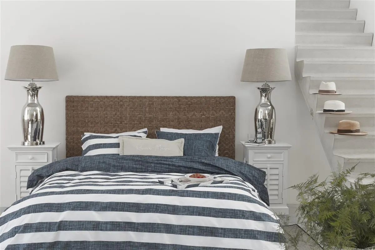 Riviera Maison Lindy Lines dynebetrekk 140x200 marineblå