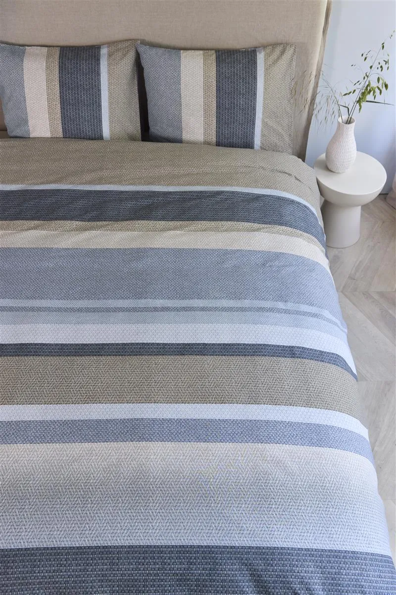 Beddinghouse Jorren dynetrekk 260x200 blågrå striper