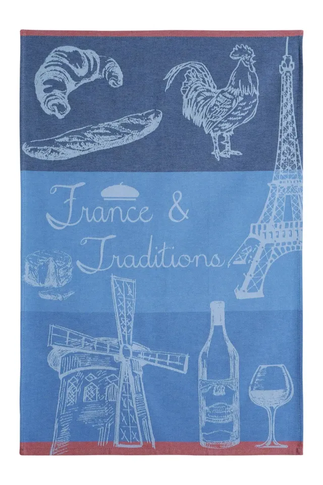 Coucke France et Traditions Jacquard kjøkkenhåndkle blå 50x75