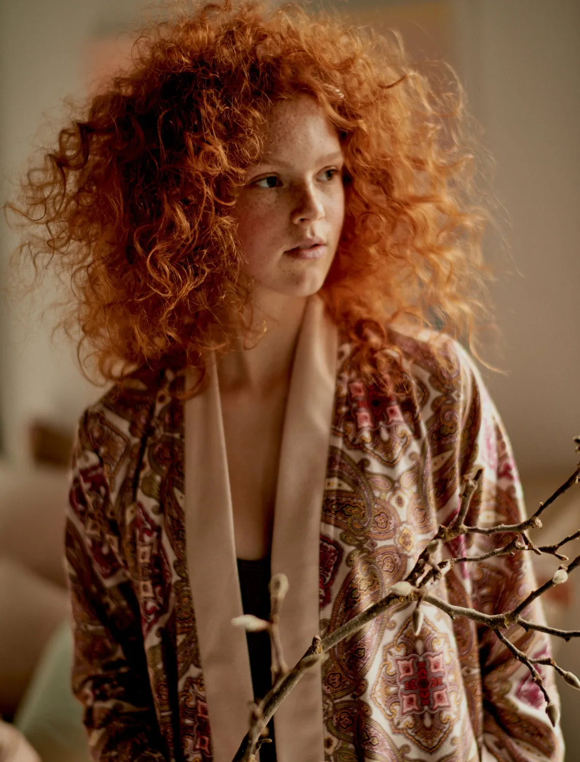 Vandyck Ruby badekåpe apricot blush L paisley bambus
