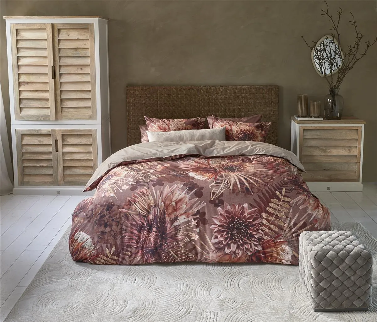 Riviera Maison Protea dynetrekk 140x200 steinrød bomull
