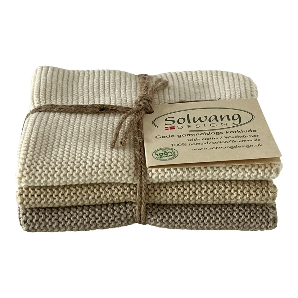 Solwang Design karklut økologisk 3-pk lys khaki kombi