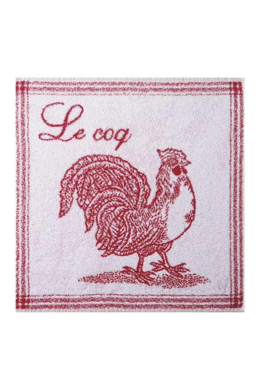 Coucke Le Coq håndkle bomull frotté rød 50x50 cm