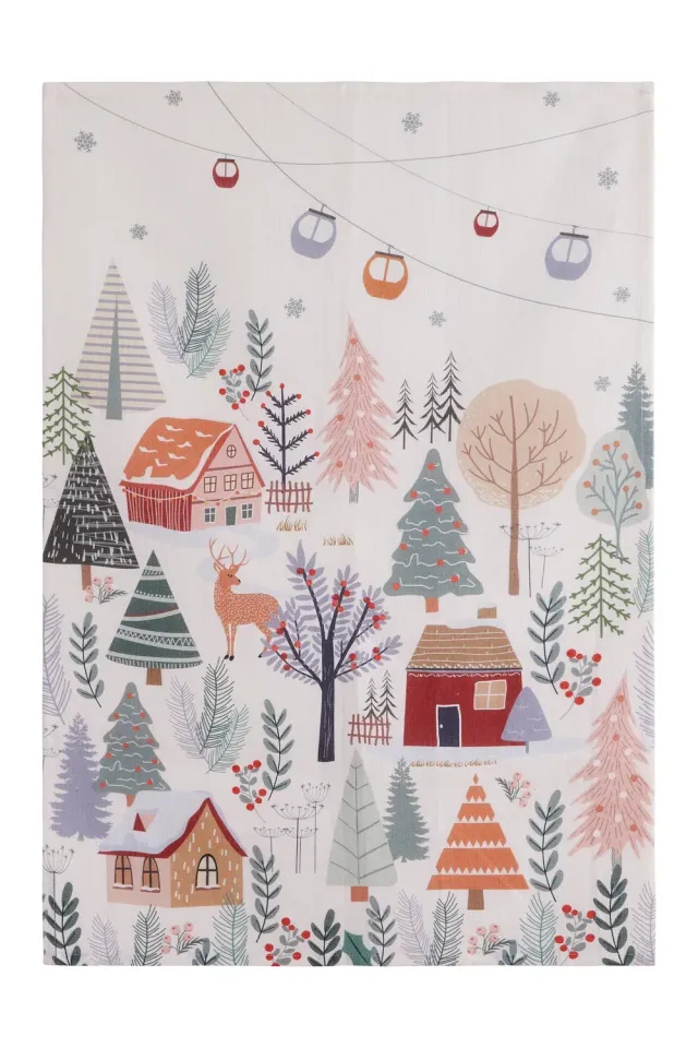Coucke Christmas Forest kjøkkenhåndkle 50x75 cm hvitt bomull