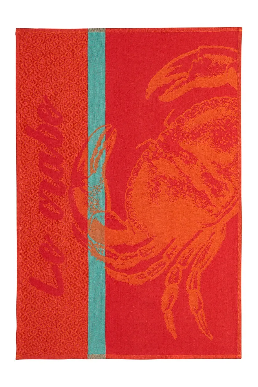Coucke Red Crab kjøkkenhåndkle rød bomull 50x75