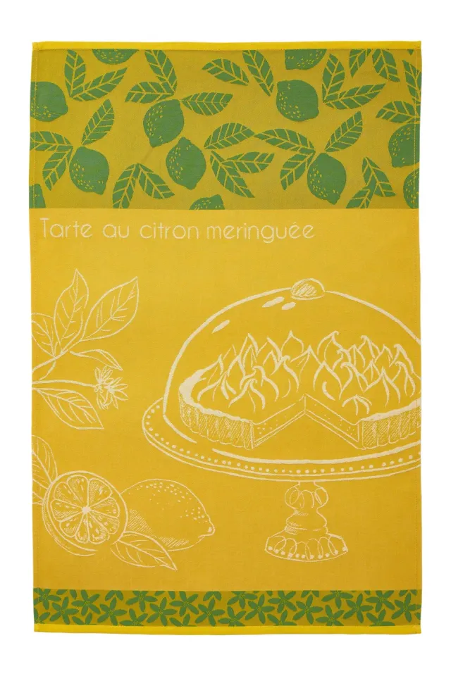 Coucke Lemon Tart Jacquard kjøkkenhåndkle gul 50x75 bomull