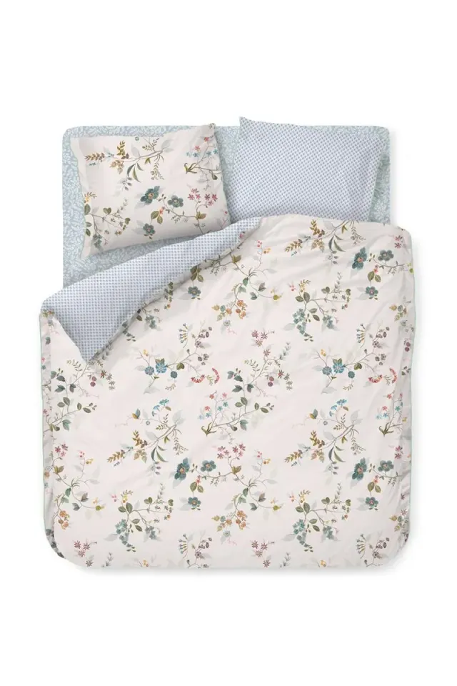 Pip Studio Kawai Flower dynetrekk 140x200 hvit perkal