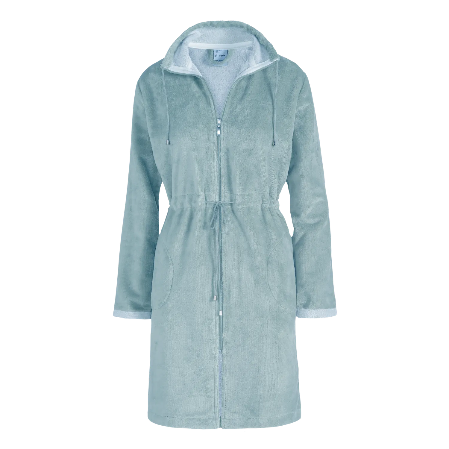 Vandyck Chicago badekåpe pearl blue Large – velour med glidelås