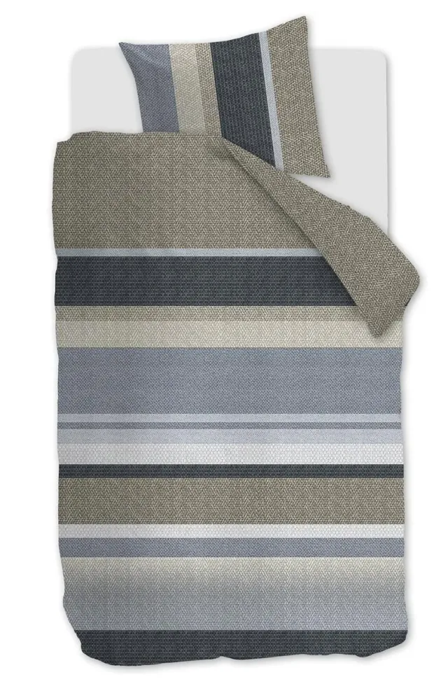 Beddinghouse Jorren dynetrekk 260x200 blågrå striper