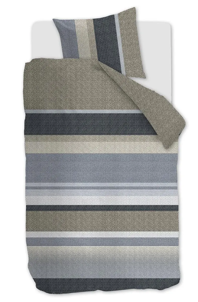 Beddinghouse Jorren dynetrekk 260x200 blågrå striper