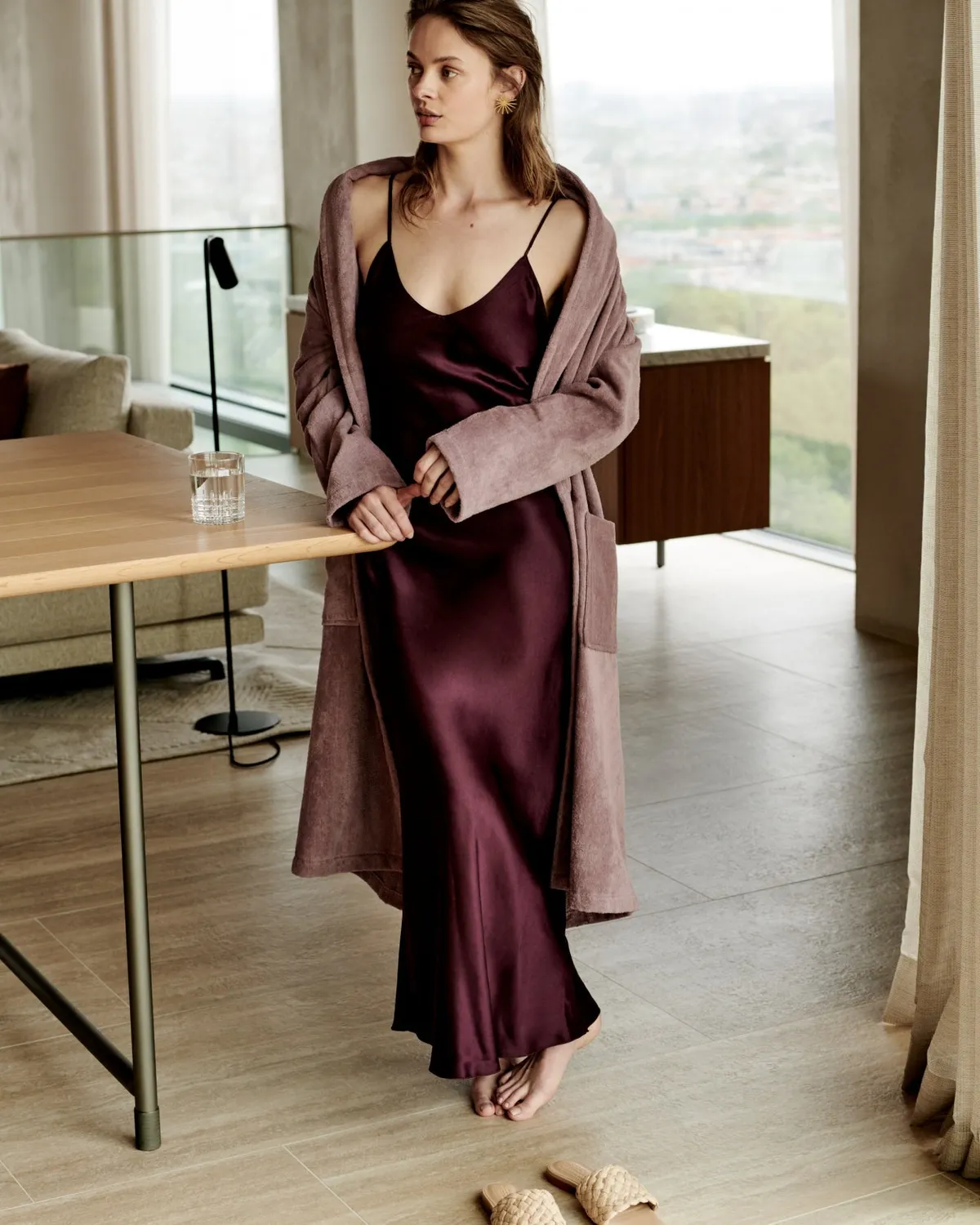 Vandyck Prestige Uni badekåpe mauve velourbomull