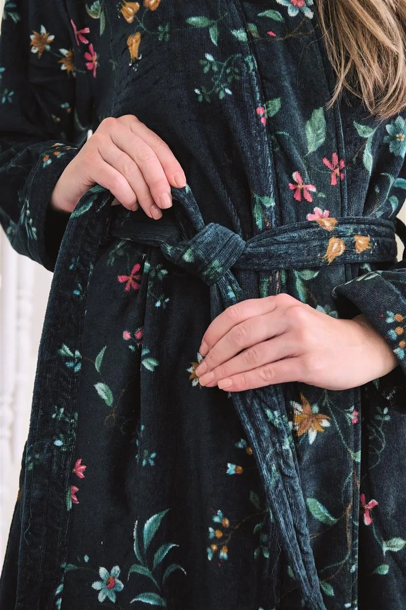 Pip Studio Les Fleurs badekåpe mørkeblå frotté
